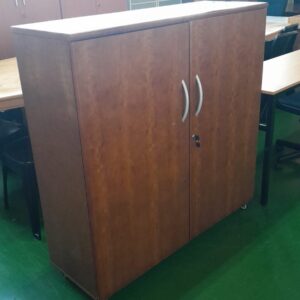 1200mm High 2 Door Cupboard On Castor Wheels Cherry Veneer