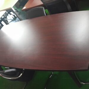 2000mm x 1000mm Barrel Shaped Boardroom Table Burgundy Mahogany