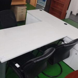 2200mm x 2300mm Straight Desk With Side Long Credenza Black Cherry