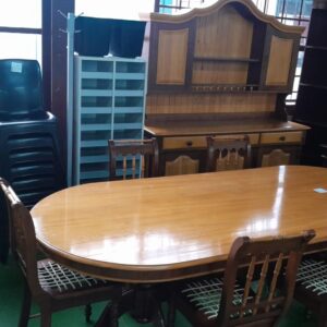 2400mm x 1050mm Dining Table With Chairs & Wall Unit ( Combo )