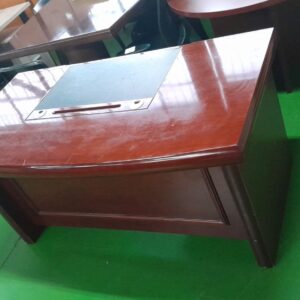1600mm x 800mm Bow Front Desk With Leather Inlay Darkwood
