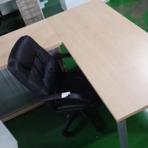 1700mm x 1900mm Straight Desk With Side Credenza Maple Melamine