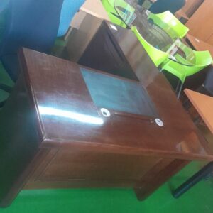 1400mm x 1600mm Small Executive Desk With Side Return Darkwood