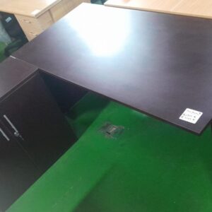 1500mm x 1500mm Straight Desk With Side Hinge Doors Credenza Burgundy Mahogany
