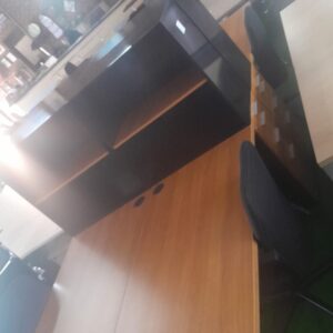1800mm x 800mm Straight Desk With Desk High Pedestal & Bookcase Tower Oxford Cherry & Black