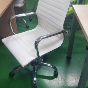 Leatherette Medium Back Chairs White
