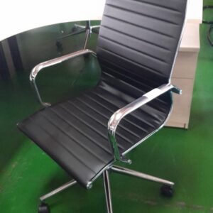 Re Upholstered Leatherette High Back Chair With Chrome Frame Black