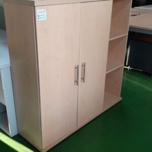 1250mm x 1250mm 2 Door Cupboard With Open Bookcase Maple Melamine