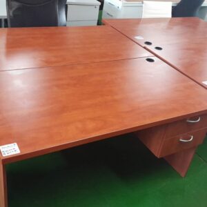 1400mm x 750mm Straight Desk With 2 Drawer Attachable Pedestal Cherry Royal