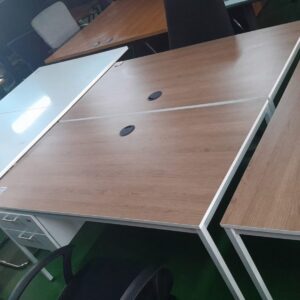 1500mm x 750mm Straight Desk On Steel Frame With Attachable Pedestal Harvard Cherry