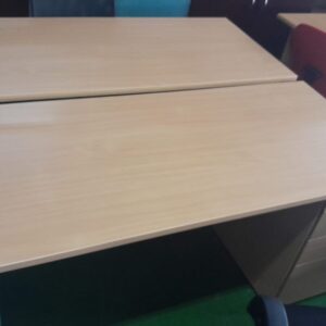 1600mm x 700mm Straight Desk With Desk High Pedestal & 2 Pole Legs Beech Melamine