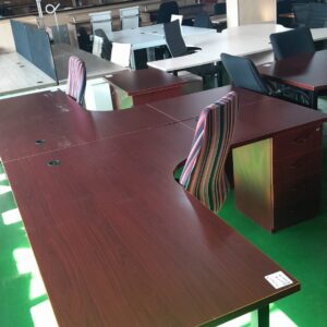 1800mm x 2000mm L Shaped Desk With Desk High Pedestal Alice Mahogany