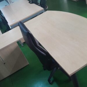 1950mm x 2200mm Bow Fronted Desk With Side Credenza Maple Melamine