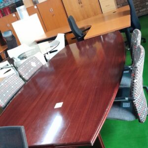 2400mm x 1200mm Barrel Shaped Boardroom Table Darkwood