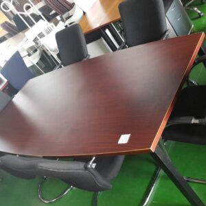 2400mm x 1200mm Barrel Shaped Boardroom Table On Steel Frame Alice Mahogany