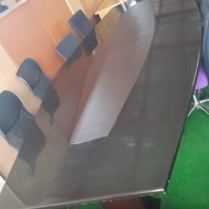 3800mm x 1550mm Barrel Shaped Boardroom Table Darkwood
