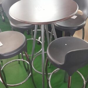 Darkwood With Silver Frame Bar Table