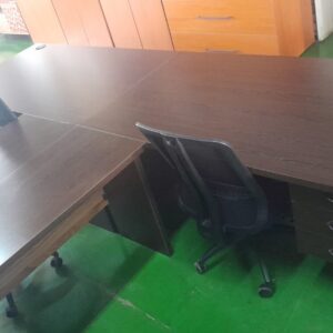 1600mm x 1900mm Straight Desk With 3Drawer Attachable Pedestal & Side Desk Extension African Wenge