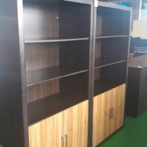 1800mm Cabinet With Open Bookcase & Bottom Hinge Door Darkwood