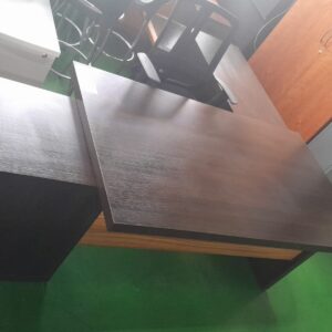 2000mm x 1900mm Executive Desk With Credenza & Desk High Pedestal Darkwood